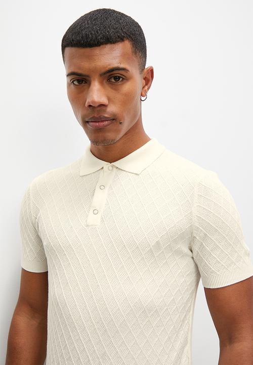 Superbalist - Jacquard s/s knit golfer - cream