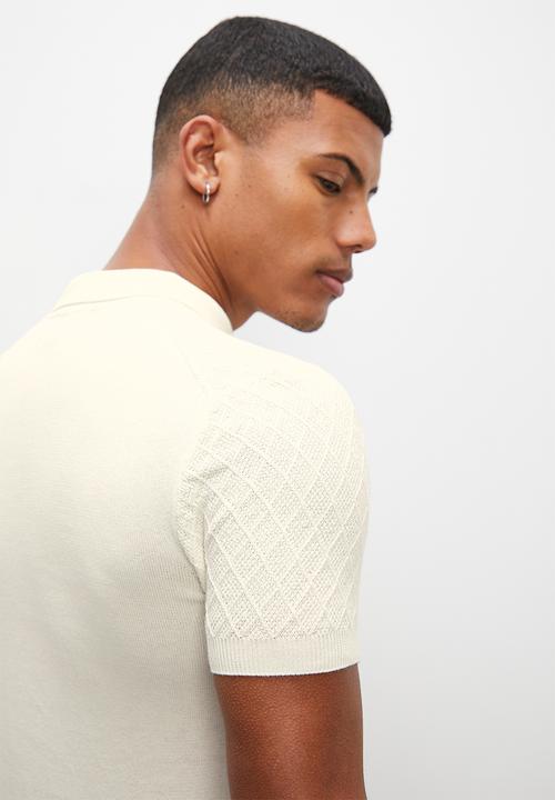 Superbalist - Jacquard s/s knit golfer - cream