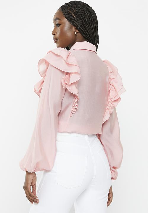 Glamorous - Frill Detail Blouse - Dusty Pink