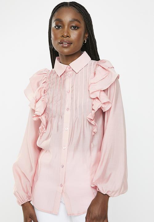 Glamorous - Frill Detail Blouse - Dusty Pink