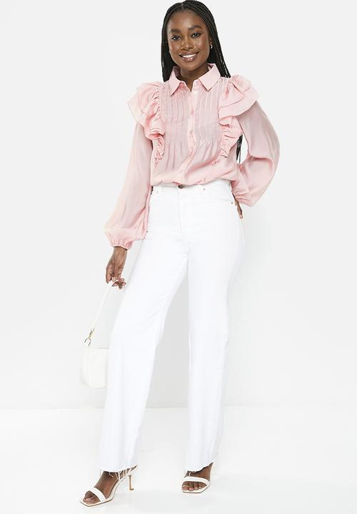 Glamorous - Frill Detail Blouse - Dusty Pink