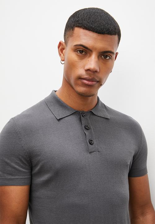 Superbalist - Slim fit s/s knit golfer - charcoal