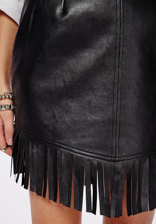 Missguided - Fringing Detail Faux Leather Mini Skirt