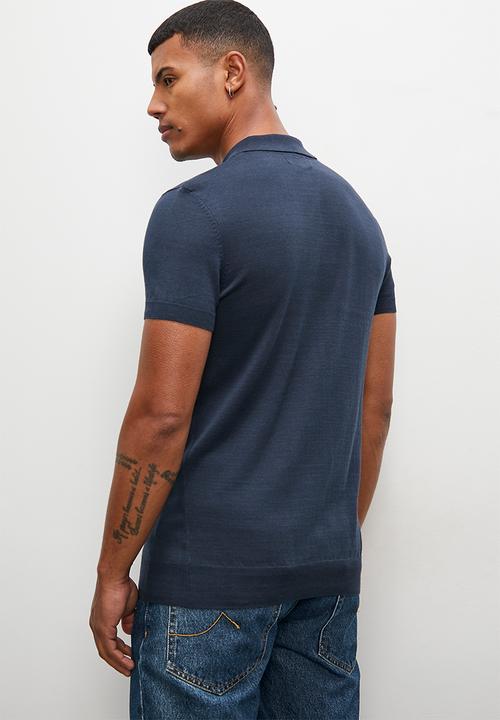 Superbalist - Slim fit s/s knit golfer - navy