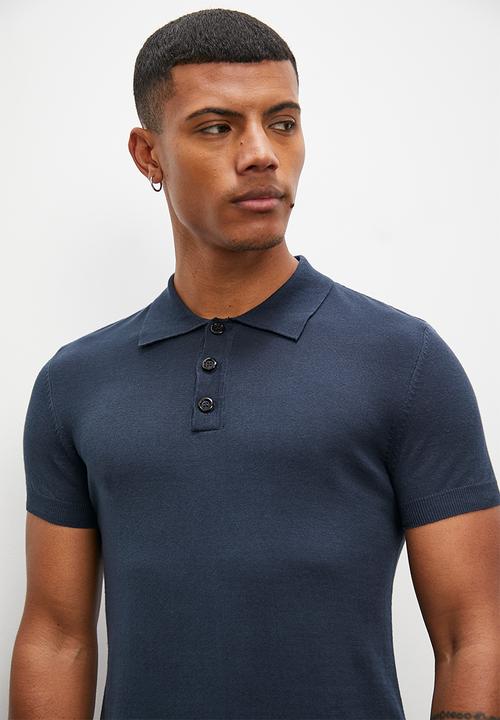 Superbalist - Slim fit s/s knit golfer - navy