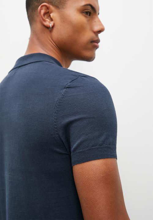 Superbalist - Slim fit s/s knit golfer - navy
