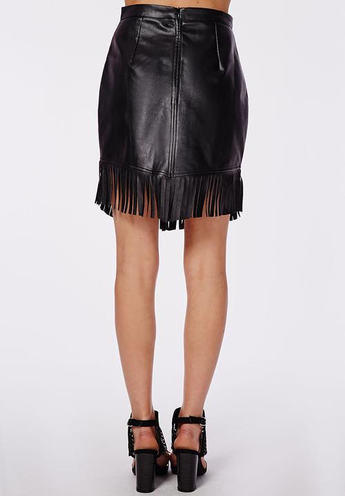 Missguided - Fringing Detail Faux Leather Mini Skirt