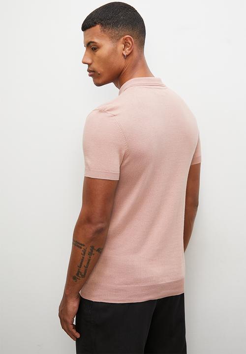 Superbalist - Slim fit zip s/s knit golfer - blush