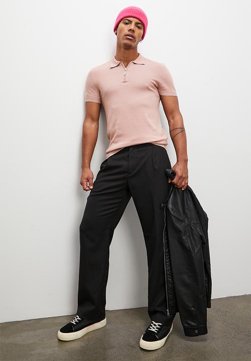 Superbalist - Slim fit zip s/s knit golfer - blush