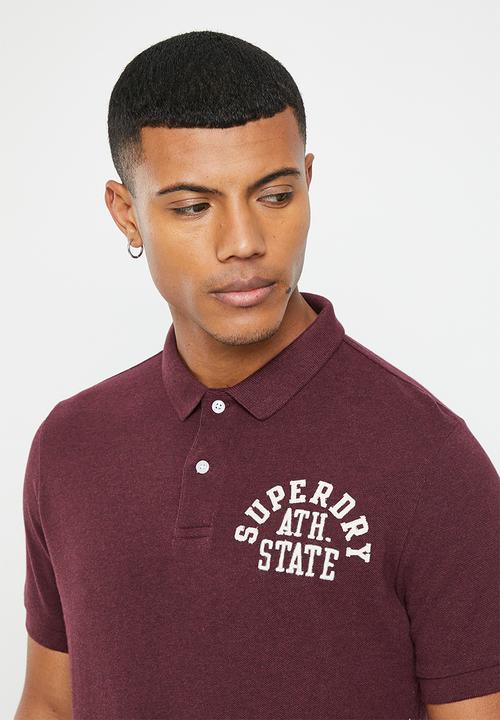 Superdry. - Vintage superstate polo - track burgundy marl
