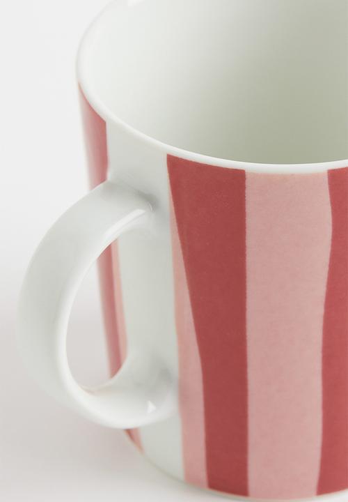 H&M - Patterned porcelain mug - red/striped