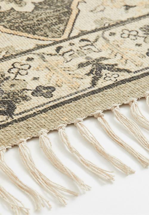 H&M - Fringed patterned rug - light beige/patterned