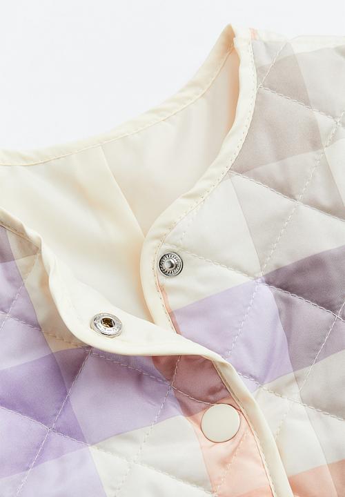 H&M - Quilted jacket - natural white checked 