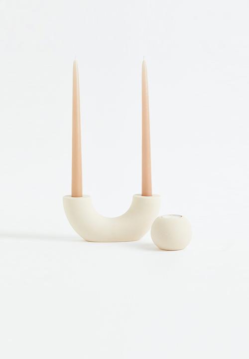 H&M - Stoneware tealight holder - light beige