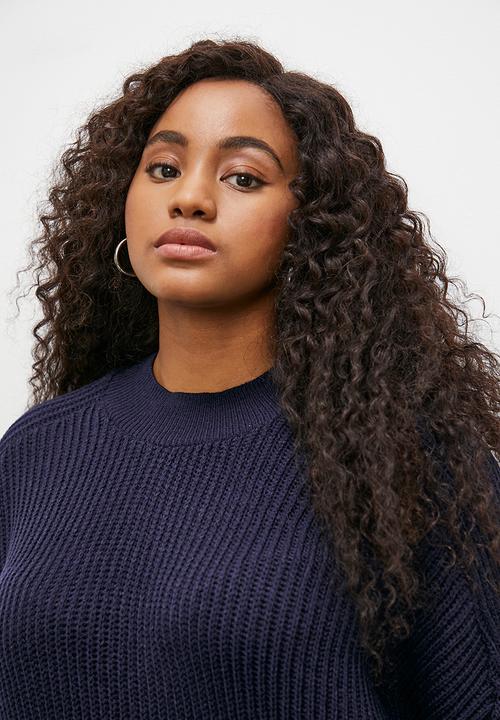 Blake - Crew neck midi knitwear dress - navy