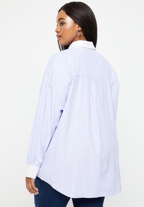 Me&B - Plus oversized shirt - blue stripe