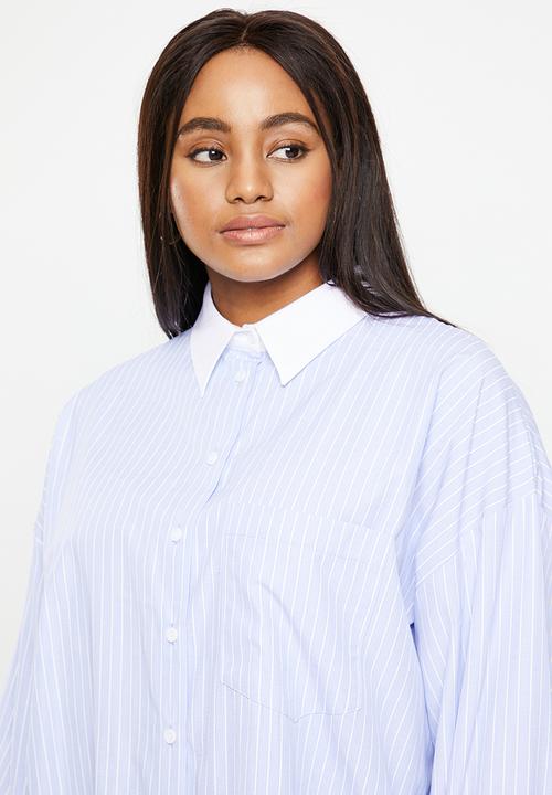 Me&B - Plus oversized shirt - blue stripe