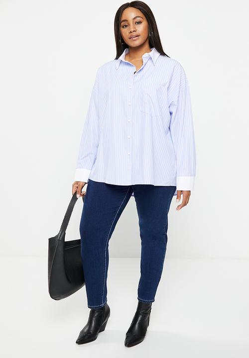 Me&B - Plus oversized shirt - blue stripe