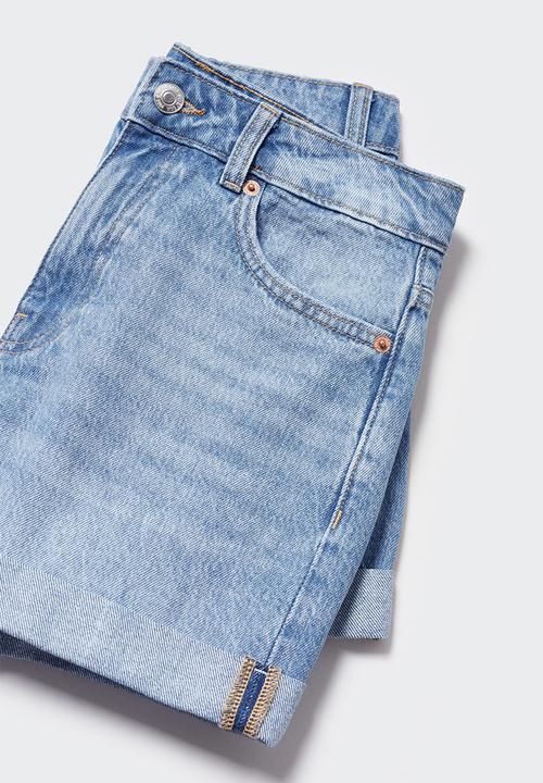 MANGO - Shorts mom80 - light denim