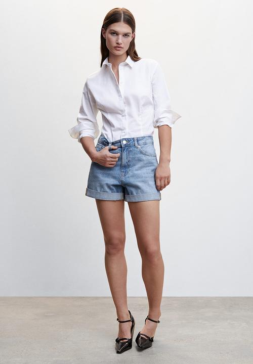 MANGO - Shorts mom80 - light denim