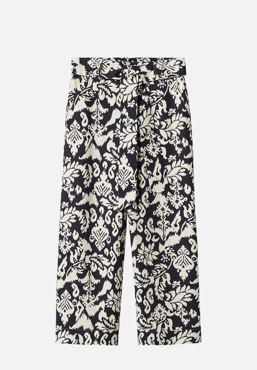 MANGO - Trousers plumas - black