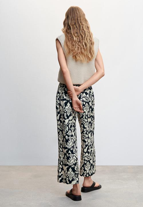 MANGO - Trousers plumas - black