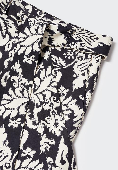MANGO - Trousers plumas - black