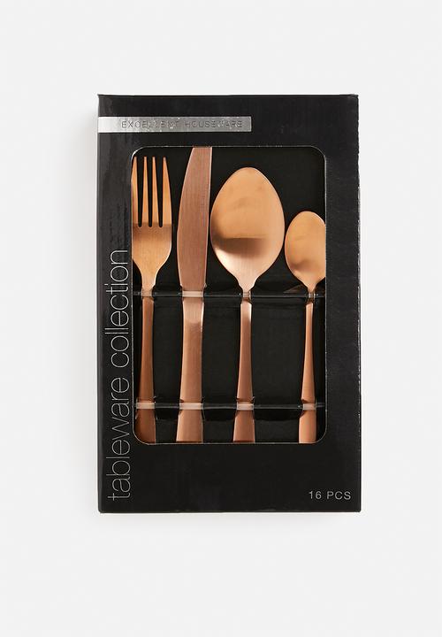 Excellent Houseware - 16 pc Cutlery set - bronze