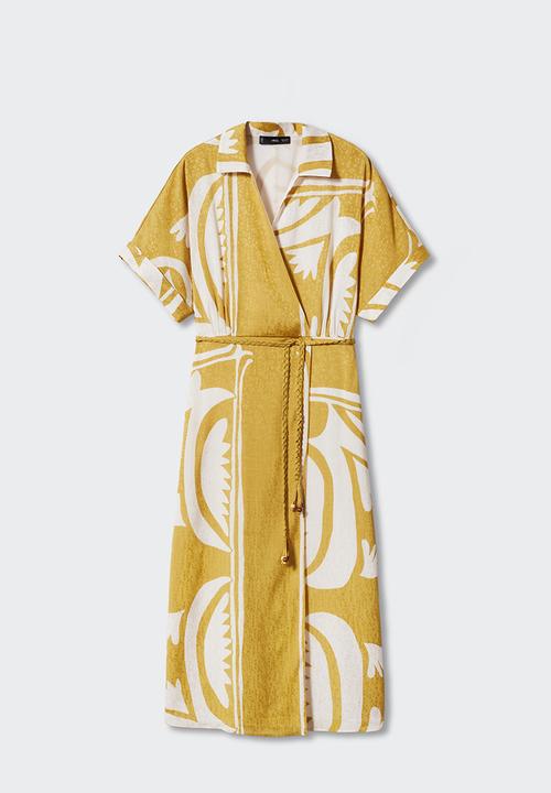 MANGO - Dress oliva - medium yellow