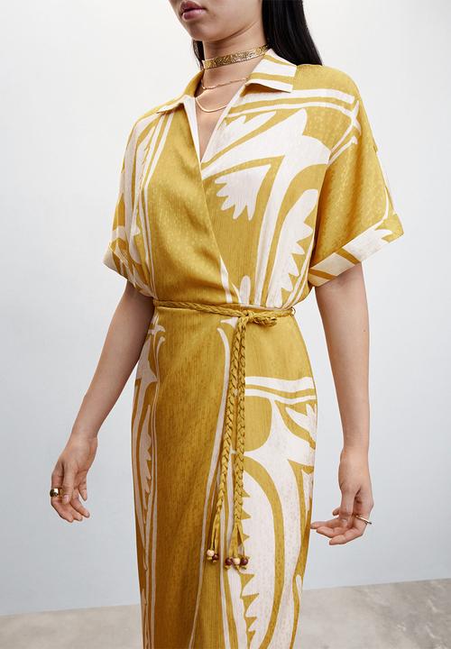 MANGO - Dress oliva - medium yellow