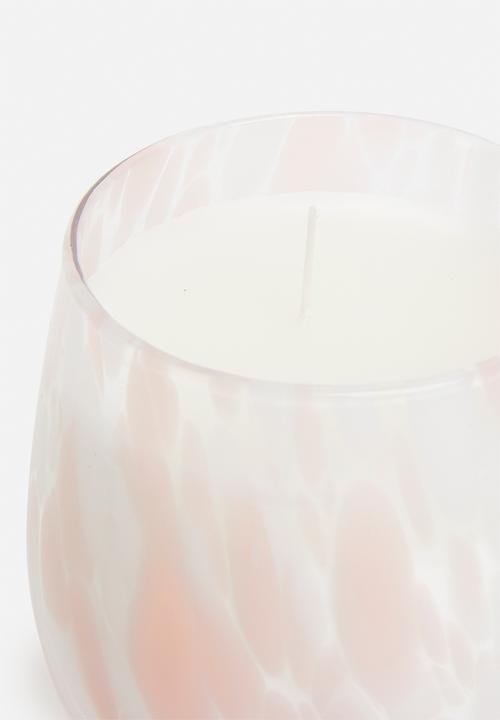 H&S - Stippled glass candle - pink & white