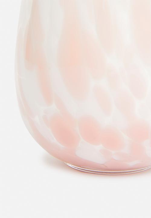 H&S - Stippled glass candle - pink & white
