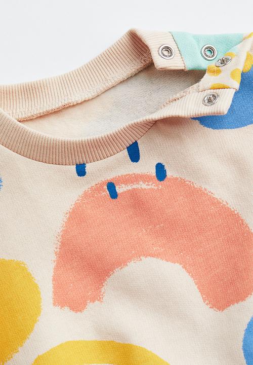 H&M - Cotton sweatshirt - light beige patterned 