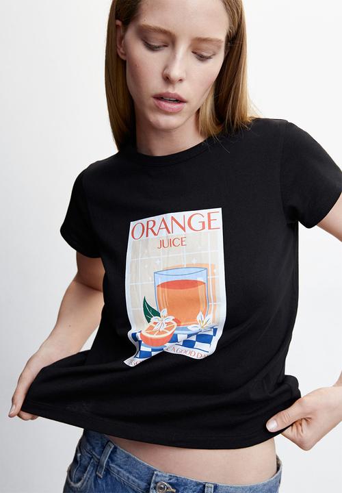 MANGO - T-shirt dine - black