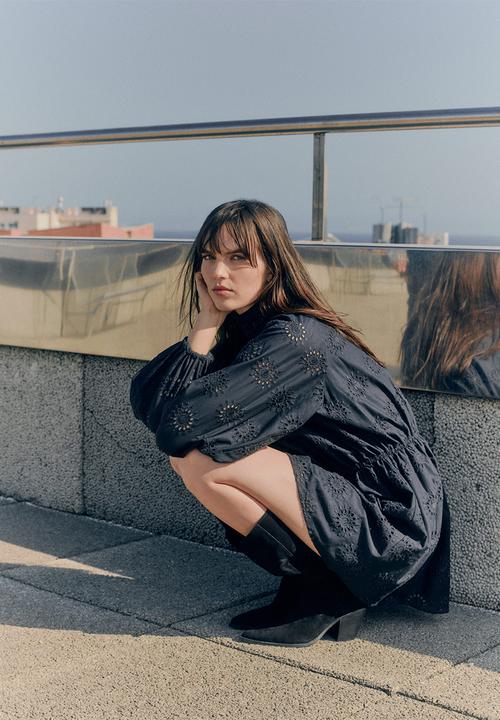 MANGO - Dress perk - charcoal
