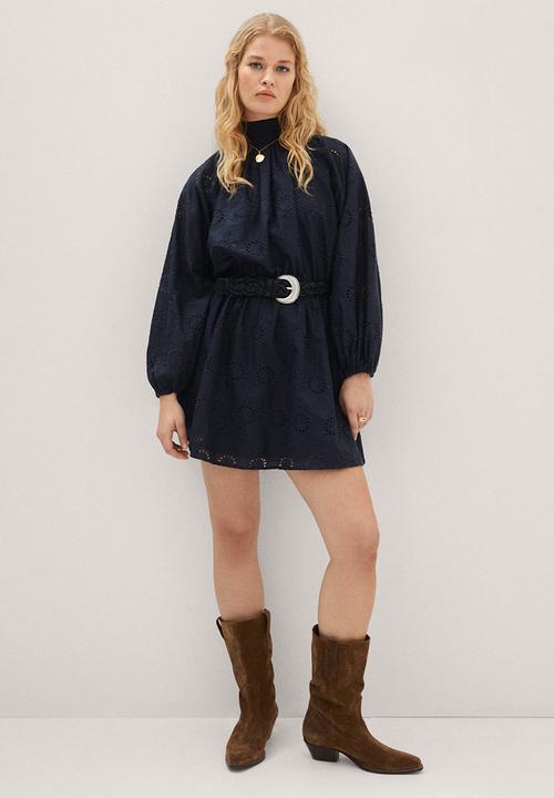 MANGO - Dress perk - charcoal
