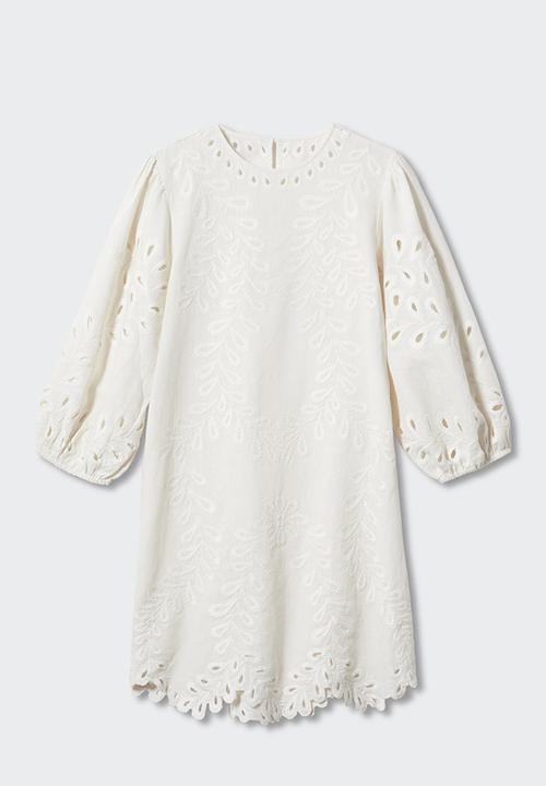 MANGO - Dress embro - ecru