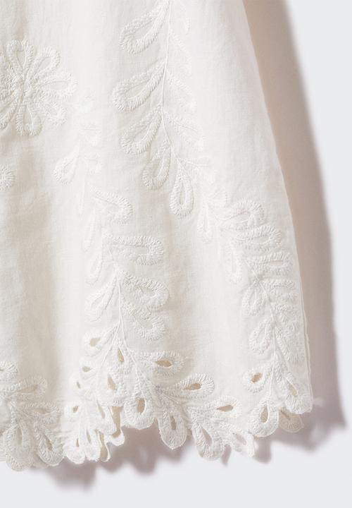 MANGO - Dress embro - ecru