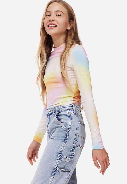 H&M - Long-sleeved jersey top - orange & light pink 