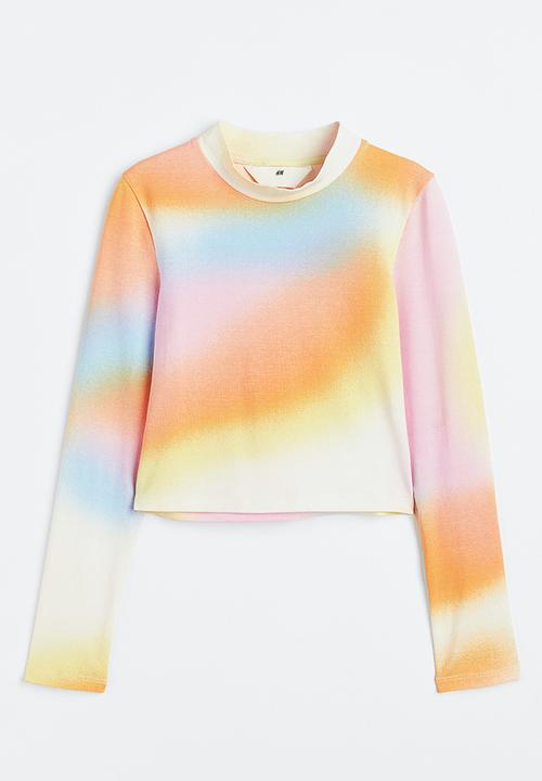 H&M - Long-sleeved jersey top - orange & light pink 