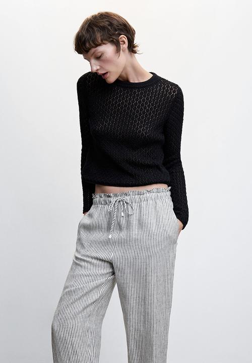 MANGO - Trousers linew - brown