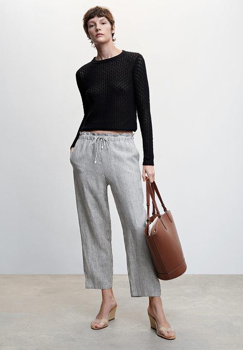 MANGO - Trousers linew - brown