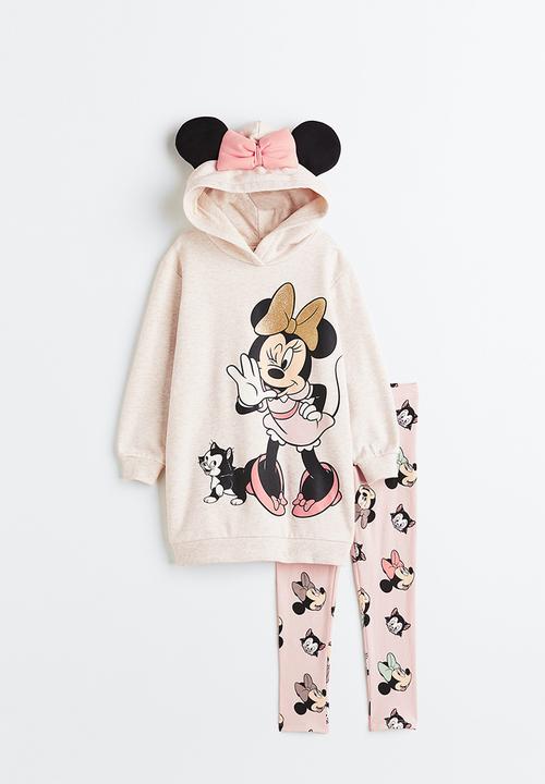 H&M - 2-piece printed set - light beige marl minnie mouse 