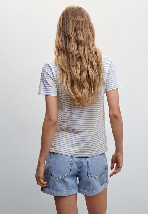 MANGO - T-shirt chalaca - mid blue