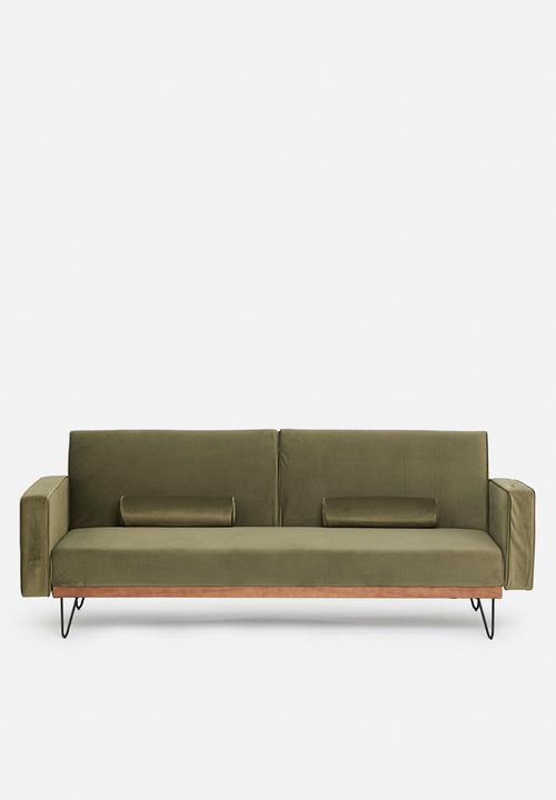 SF Collection - Stockholm 3 seater sofa bed - pistachio green velvet