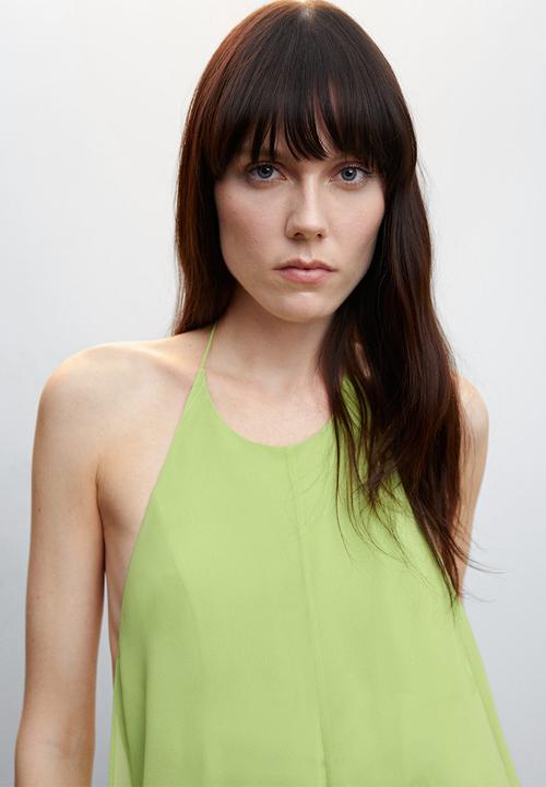 MANGO - Dress yellow - bright green