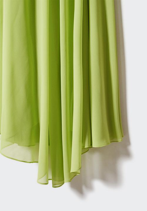 MANGO - Dress yellow - bright green