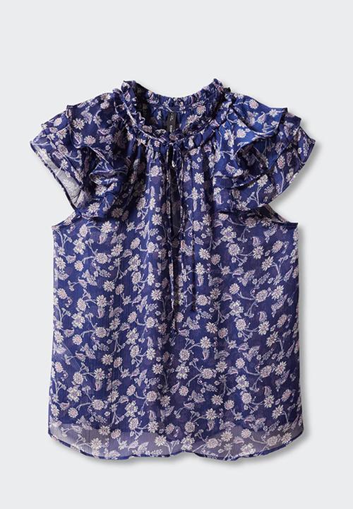 MANGO - Blouse flori - mid blue