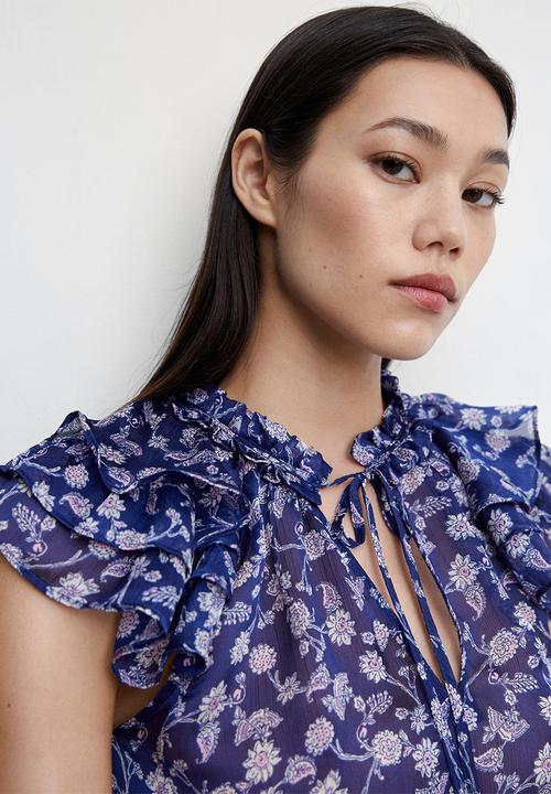 MANGO - Blouse flori - mid blue