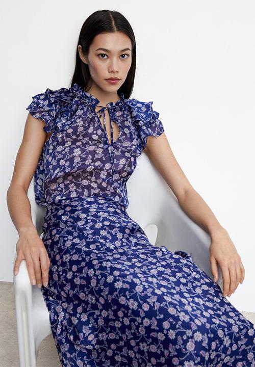 MANGO - Blouse flori - mid blue